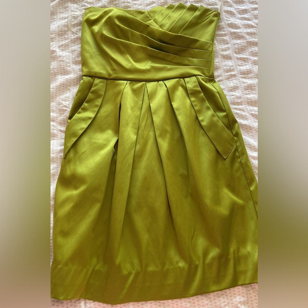 Green strapless cocktail dress